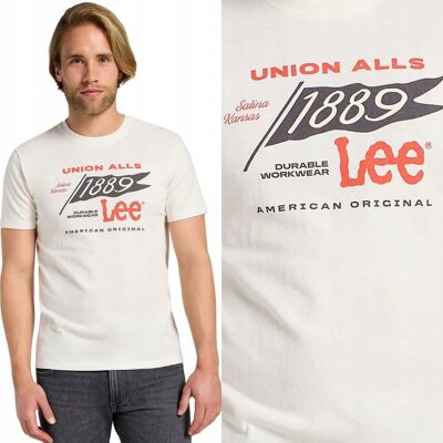 Lee FRONTIER TEE Ecru BIAŁY BAWEŁNIANY T-SHIRT KOSZULKA Z NADRUKIEM LOGO XL Lee FRONTIER TEE Ecru BIAŁY BAWEŁNIANY T-SHIRT KOSZULKA Z NADRUKIEM LOGO XL