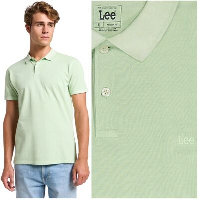 Lee GARMENT DYE POLO Soft Sage zielona bawełniana polówka logo REGULAR M Lee GARMENT DYE POLO Soft Sage zielona bawełniana polówka logo REGULAR M
