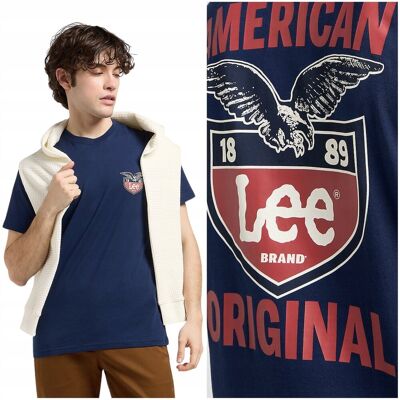 Lee GRAPHIC TEE True Navy koszulka bawełniana męska z nadrukiem + logo XL Lee GRAPHIC TEE True Navy koszulka bawełniana męska z nadrukiem + logo XL