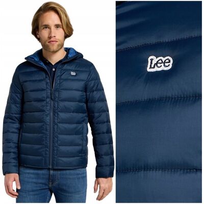Lee Light Puffer Jacket Navy lekka dopasowana kurtka puchowa z kapturem M Lee Light Puffer Jacket Navy lekka dopasowana kurtka puchowa z kapturem M