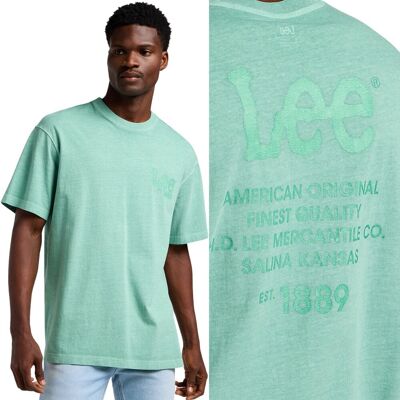 Lee Logo Loose Tee Bardzo Luźny Zielony Bawełniany T-Shirt Koszulka Logo M Lee Logo Loose Tee Bardzo Luźny Zielony Bawełniany T-Shirt Koszulka Logo M