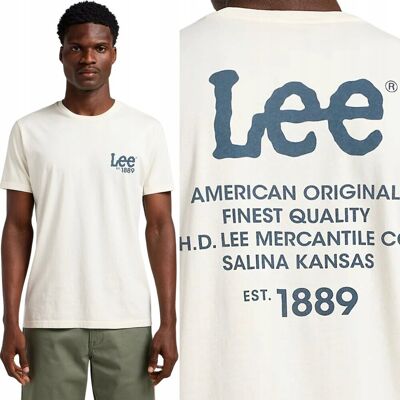 Lee LOGO LOOSE TEE Ecru BARDZO LUŹNY BAWEŁNIANY T-SHIRT KOSZULKA Z LOGO L Lee LOGO LOOSE TEE Ecru BARDZO LUŹNY BAWEŁNIANY T-SHIRT KOSZULKA Z LOGO L