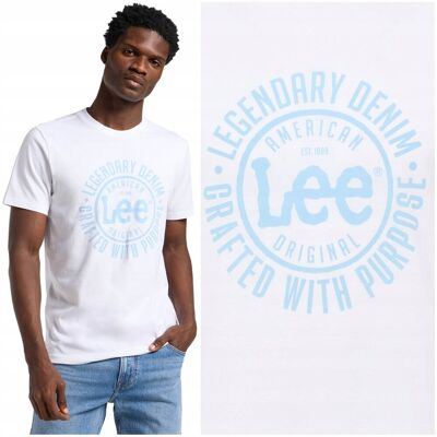 Lee LOGO TEE Bright White biała bawełniana koszulka t-shirt z nadrukiem XXL Lee LOGO TEE Bright White biała bawełniana koszulka t-shirt z nadrukiem XXL