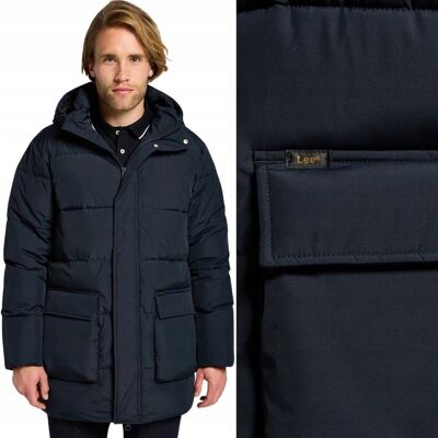 Lee Long Puffer Jacket Długa Czarna Wodoodporna Kurtka Puchowa Z Kapturem L Lee Long Puffer Jacket Długa Czarna Wodoodporna Kurtka Puchowa Z Kapturem L