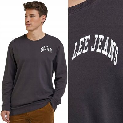 Lee Longsleeve Washed Luźna Czarna Bawełniana Koszulka Długi Rękaw Logo L Lee Longsleeve Washed Luźna Czarna Bawełniana Koszulka Długi Rękaw Logo L