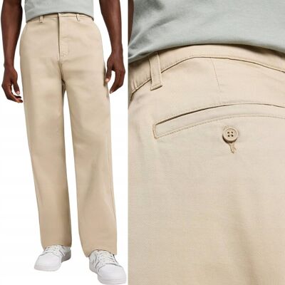 Lee LOOSE CHINO Stone Chetopa Twill BARDZO LUŹNE BEŻOWE CHINOSY W32 L32 Lee LOOSE CHINO Stone Chetopa Twill BARDZO LUŹNE BEŻOWE CHINOSY W32 L32