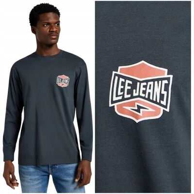 Lee LS SEASONAL TEE luźna bawełniana koszulka długi rękaw nadruk logo S Lee LS SEASONAL TEE luźna bawełniana koszulka długi rękaw nadruk logo S