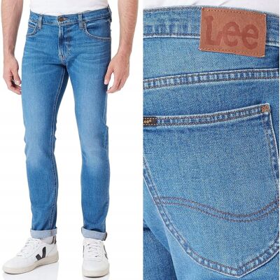 Lee LUKE SLIM Blue Shadow Mid MOCNO ZWĘŻANE MĘSKIE SPODNIE JEANSOWE W34 L32 Lee LUKE SLIM Blue Shadow Mid MOCNO ZWĘŻANE MĘSKIE SPODNIE JEANSOWE W34 L32