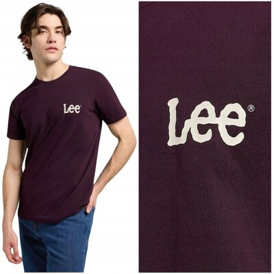Lee MEDIUM WOBBLY LEE TEE Deep Wine koszulka bawełniana męska logo M Lee MEDIUM WOBBLY LEE TEE Deep Wine koszulka bawełniana męska logo M