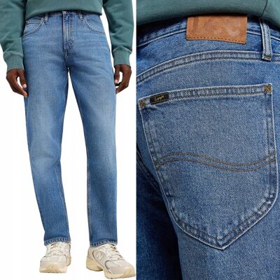 Lee OSCAR Dark Days LUŹNE ZWĘŻANE SPODNIE JEANSOWE BLUE DżINS W34 L32 Lee OSCAR Dark Days LUŹNE ZWĘŻANE SPODNIE JEANSOWE BLUE DżINS W34 L32