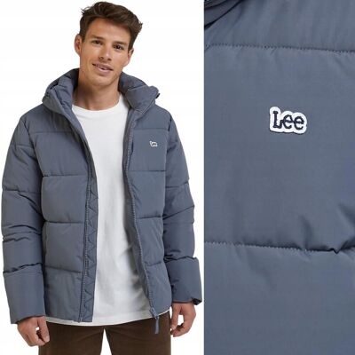 Lee PUFFER JACKET Taint Grey STALOWO - SZARA KURTKA PUCHÓWKA Z KAPTUREM XXL Lee PUFFER JACKET Taint Grey STALOWO - SZARA KURTKA PUCHÓWKA Z KAPTUREM XXL