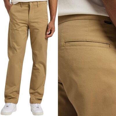 Lee REGULAR CHINO Chetopa Twill LEESURES BEŻOWE MATERIAŁOWE CHINOSY W33 L32 Lee REGULAR CHINO Chetopa Twill LEESURES BEŻOWE MATERIAŁOWE CHINOSY W33 L32