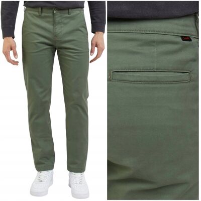 Lee Regular Chino OliveGrove bawełniane spodnie materiałowe chinosy W27 L30 Lee Regular Chino OliveGrove bawełniane spodnie materiałowe chinosy W27 L30