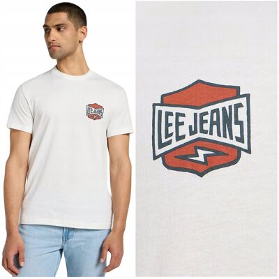 Lee RELAXED TEE Ecru luźny biały bawełniany t-shirt koszulka z logo XL Lee RELAXED TEE Ecru luźny biały bawełniany t-shirt koszulka z logo XL