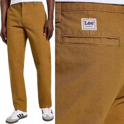 Lee RELAXED WORKWEAR CHINO LUŹNE BRĄZOWE SPODNIE MATERIAŁOWE CHINOS W33 L32 Lee RELAXED WORKWEAR CHINO LUŹNE BRĄZOWE SPODNIE MATERIAŁOWE CHINOS W33 L32