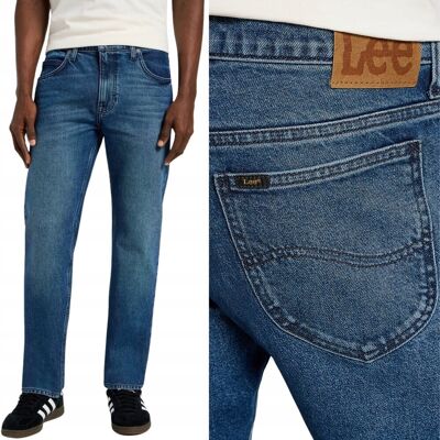 Lee RIDER SLIM Blue Abyss lekko dopasowane ciemne spodnie jeansowe W34 L34 Lee RIDER SLIM Blue Abyss lekko dopasowane ciemne spodnie jeansowe W34 L34