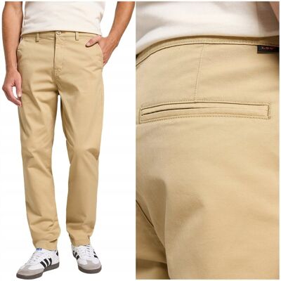 Lee Slim Chino Sand beżowe dopasowane spodnie materiałowe chinosy W28 L32 Lee Slim Chino Sand beżowe dopasowane spodnie materiałowe chinosy W28 L32