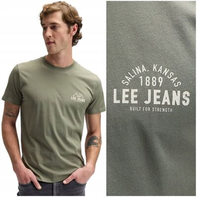 Lee SMALL LOGO TEE Mercanile zielona koszulka bawełniana męska t-shirt M Lee SMALL LOGO TEE Mercanile zielona koszulka bawełniana męska t-shirt M