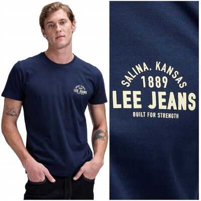 Lee SMALL LOGO TEE Rivet granatowa koszulka bawełniana męska t-shirt XL Lee SMALL LOGO TEE Rivet granatowa koszulka bawełniana męska t-shirt XL