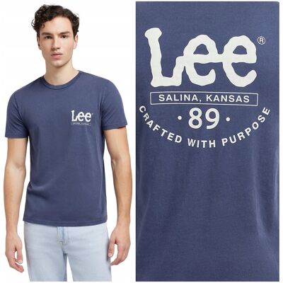 Lee SS TEE Drama Blue niebieska koszulka bawełniana męska nadruk z logo L Lee SS TEE Drama Blue niebieska koszulka bawełniana męska nadruk z logo L