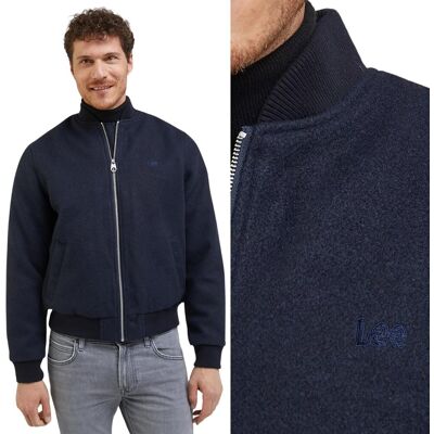 Lee Wool Bomber Jacket Sky Granatowa Ocieplana Wełniana Kurtka Bomberka Xl Lee Wool Bomber Jacket Sky Granatowa Ocieplana Wełniana Kurtka Bomberka Xl