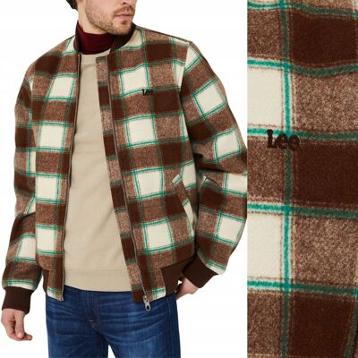 Lee Wool Bomber Jacket Umber Ocieplana Wełniana Kurtka Bomberka W Kratę S Lee Wool Bomber Jacket Umber Ocieplana Wełniana Kurtka Bomberka W Kratę S