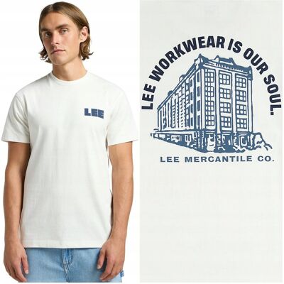 Lee WW Graphic Tee Ecru koszulka bawełniana męska z nadrukiem + logo XL Lee WW Graphic Tee Ecru koszulka bawełniana męska z nadrukiem + logo XL