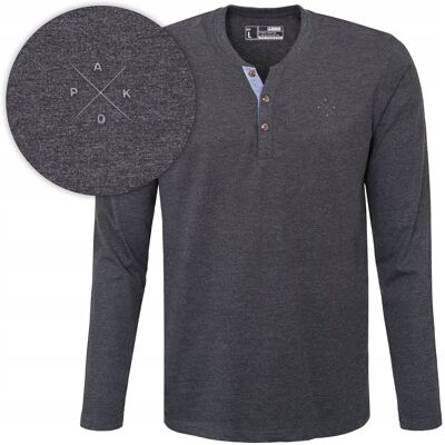 Pako Jeans LONGSLEEVE męski koszulka w serek długi rękaw bawełna FRIGO grafitowa L Pako Jeans LONGSLEEVE męski koszulka w serek długi rękaw bawełna FRIGO grafitowa L