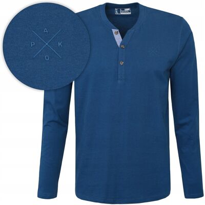 Pako Jeans LONGSLEEVE męski koszulka w serek długi rękaw bawełna FRIGO niebieska XL Pako Jeans LONGSLEEVE męski koszulka w serek długi rękaw bawełna FRIGO niebieska XL