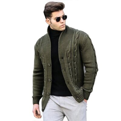 Inny producent MADMEXT MĘSKI SWETER ROZPINANY Z WARKOCZOWYM WZOREM KHAKI XXL 5DA Inny producent MADMEXT MĘSKI SWETER ROZPINANY Z WARKOCZOWYM WZOREM KHAKI XXL 5DA