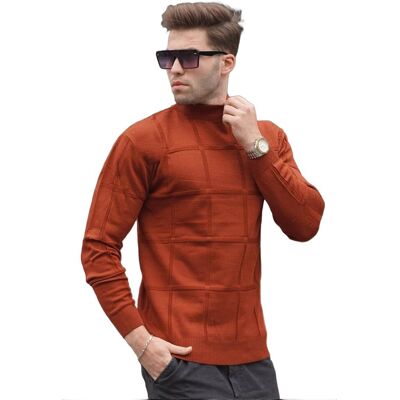 Inny producent MADMEXT MĘSKI SWETER Z PÓŁGOLFEM WZÓR KRATKA KOLOR RUDY S 5DA Inny producent MADMEXT MĘSKI SWETER Z PÓŁGOLFEM WZÓR KRATKA KOLOR RUDY S 5DA