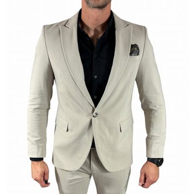 Inny producent Marynarka jednorzędowa taliowana gładka beżowa DJM013 54 Inny producent Marynarka jednorzędowa taliowana gładka beżowa DJM013 54
