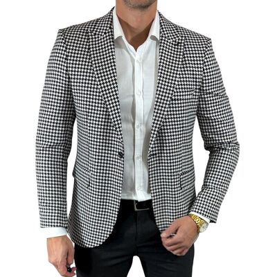 Inny producent Marynarka jednorzędowa taliowana w pepitkę DJM20 54 Inny producent Marynarka jednorzędowa taliowana w pepitkę DJM20 54