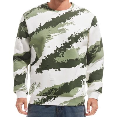 Inny producent Męska Bluza Polarowa Crewneck Casual Ocieplana Kamuflaż Biały Zielony XXL Inny producent Męska Bluza Polarowa Crewneck Casual Ocieplana Kamuflaż Biały Zielony XXL