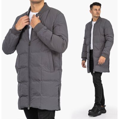 Inny producent Męska kurtka pikowana przejściowa szara elegancka sportowa AB6735J-GREY Szary XXL Inny producent Męska kurtka pikowana przejściowa szara elegancka sportowa AB6735J-GREY Szary XXL
