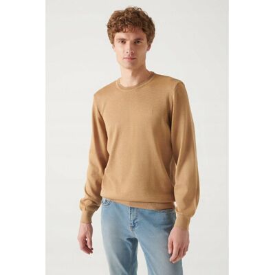 Inny producent MĘSKI BEŻOWY SWETER Z OKRĄGŁYM DEKOLTEM 70% AKRYL 30% WEŁNA M 5GA* Inny producent MĘSKI BEŻOWY SWETER Z OKRĄGŁYM DEKOLTEM 70% AKRYL 30% WEŁNA M 5GA*