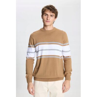 Inny producent MĘSKI SWETER BEŻOWY W PASKI Z OKRĄGŁYM DEKOLTEM 100% AKRYL XL 5GA* Inny producent MĘSKI SWETER BEŻOWY W PASKI Z OKRĄGŁYM DEKOLTEM 100% AKRYL XL 5GA*