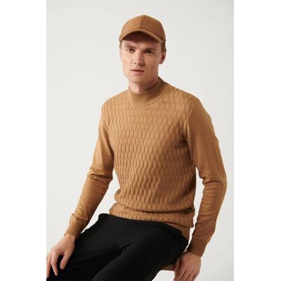 Inny producent MĘSKI SWETER BEŻOWY Z PÓŁGOLFEM I WZOREM W PŁASKIE PANELE L 5GA* Inny producent MĘSKI SWETER BEŻOWY Z PÓŁGOLFEM I WZOREM W PŁASKIE PANELE L 5GA*