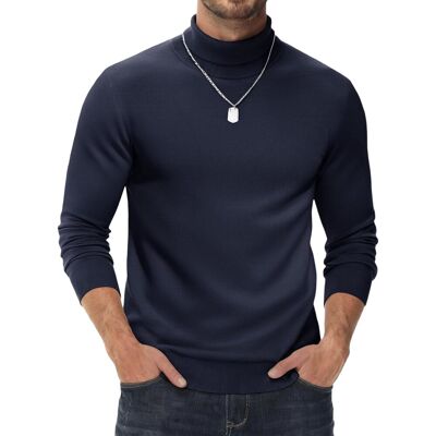 Inny producent Męski Sweter Golf Slim Fit Dopasowany Elegancki Biznesowy Granatowy S Inny producent Męski Sweter Golf Slim Fit Dopasowany Elegancki Biznesowy Granatowy S