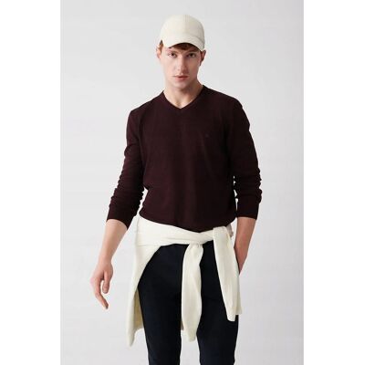 Inny producent MĘSKI SWETER Z DEKOLTEM V W KOLORZE BORDOWYM 100% AKRYL XS 5GA* Inny producent MĘSKI SWETER Z DEKOLTEM V W KOLORZE BORDOWYM 100% AKRYL XS 5GA*