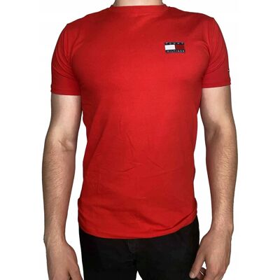 Męski T-shirt Bawełniany Czerwona Koszulka TOMMY HILFIGER z Logo Ładna r.S Męski T-shirt Bawełniany Czerwona Koszulka TOMMY HILFIGER z Logo Ładna r.S