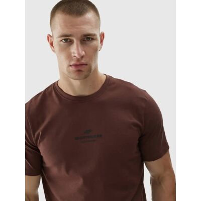Męski t-shirt z nadrukiem 4F 4FWAW24TTSHM1585-80S Brązowy Męski t-shirt z nadrukiem 4F 4FWAW24TTSHM1585-80S Brązowy