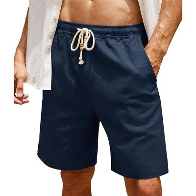 Inny producent Męskie lniane Spodenki Cargo Chino Letnie Bermudy Jasnogranatowe 34 Inny producent Męskie lniane Spodenki Cargo Chino Letnie Bermudy Jasnogranatowe 34