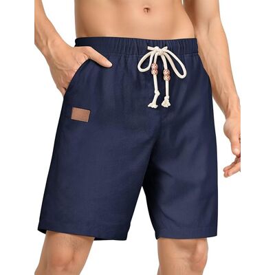 Inny producent Męskie lniane Szorty Letnie Spodnie Sportowe Chino Jasnogranatowe 36 Inny producent Męskie lniane Szorty Letnie Spodnie Sportowe Chino Jasnogranatowe 36