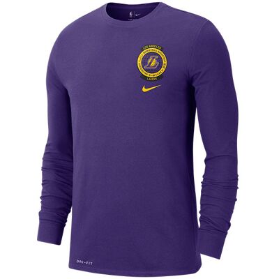 Nike Los Angeles Lakers Logo Dri-Fit Tee Long Sleeve Court Purple Nike Los Angeles Lakers Logo Dri-Fit Tee Long Sleeve Court Purple