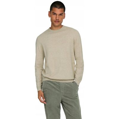 Only & Sons ONLY SONS BEŻOWY SWETER MĘSKI Z OKRĄGŁYM DEKOLTEM GŁADKI M 6BA Only & Sons ONLY SONS BEŻOWY SWETER MĘSKI Z OKRĄGŁYM DEKOLTEM GŁADKI M 6BA