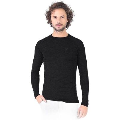 Woolona Remus - Koszulka z długim rękawem Czarny (100% wełny Merino) XXL Woolona Remus - Koszulka z długim rękawem Czarny (100% wełny Merino) XXL