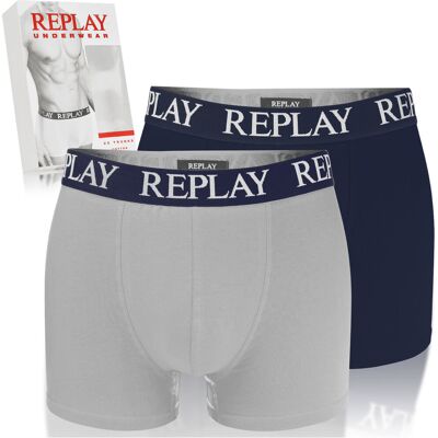 Replay Bokserki Męskie Granatowy Szary N139 Bawełna Logo 2 Pak Rozmiar L Replay Bokserki Męskie Granatowy Szary N139 Bawełna Logo 2 Pak Rozmiar L
