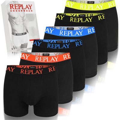 Replay Bokserki Męskie Zestaw 6 sztuk Bawełna Czarne Kolor Logo Rozmiar XL Replay Bokserki Męskie Zestaw 6 sztuk Bawełna Czarne Kolor Logo Rozmiar XL