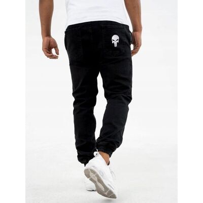 SPODNIE JEANSOWE JOGGER MĘSKIE Wygodne MARVEL PUNISHER Logo HAFT CZARNE XXL SPODNIE JEANSOWE JOGGER MĘSKIE Wygodne MARVEL PUNISHER Logo HAFT CZARNE XXL